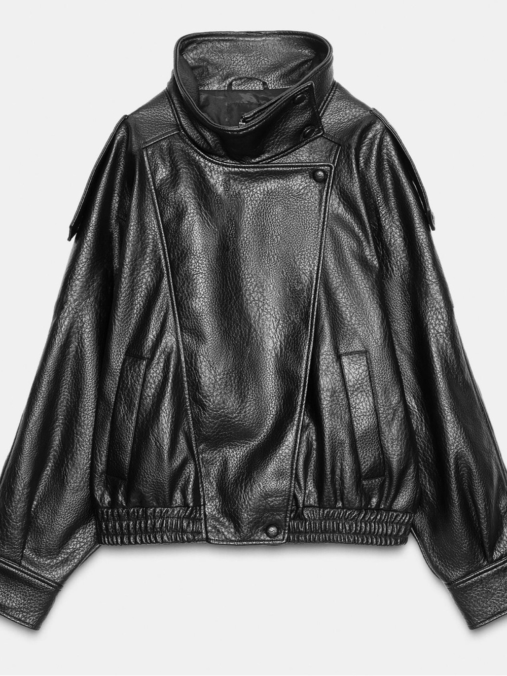 Zara faux leather bomber black